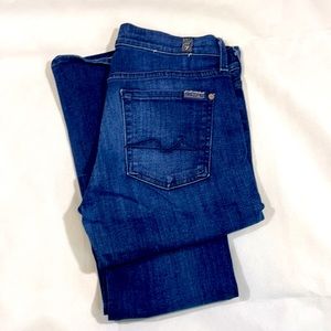 7 For All Mankind Dark Wash Straight Leg Jeans Pants Slight Distress size 28